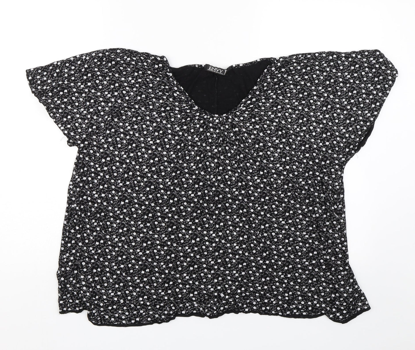 Womens UK Size 2XL Envy Black Basic T-Shirt