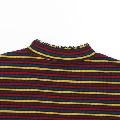 Primark Womens Multicoloured Striped  Cropped T-Shirt Size 2XS