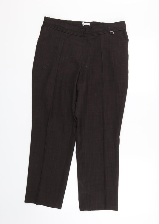 M&S Womens Brown Check  Trousers  Size 12 L24 in