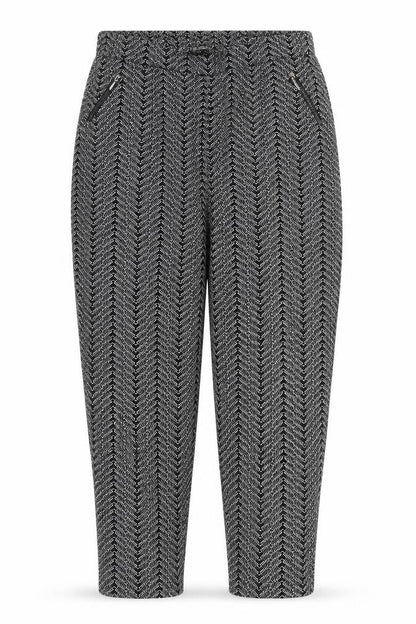 Bonmarché Womens Black Geometric Trousers Size 16 L28 in