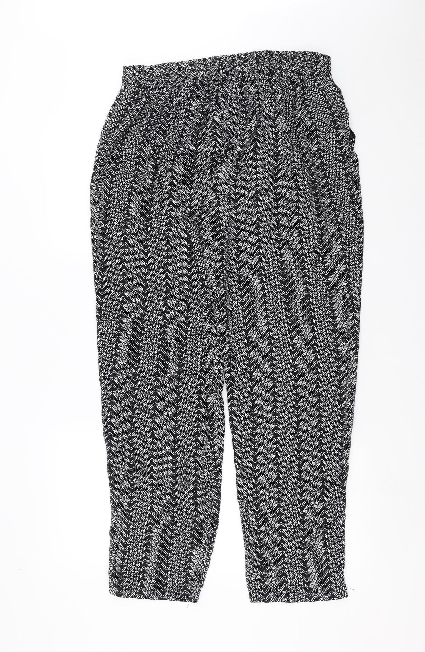 Bonmarché Womens Black Geometric  Trousers  Size 16 L28 in