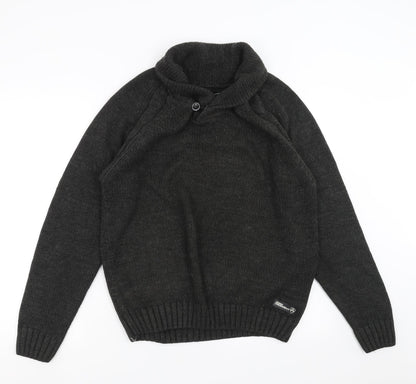 Dissident Mens Grey  Knit Pullover Jumper Size M