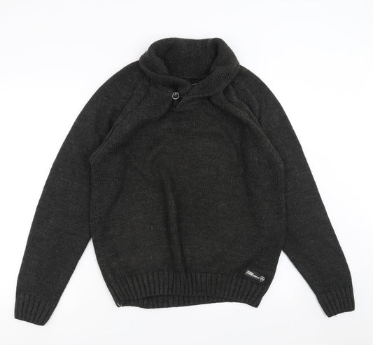 Dissident Mens Grey  Knit Pullover Jumper Size M