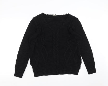 Revamped Womens Black  Knit Pullover Jumper Size M