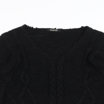 Revamped Womens Black  Knit Pullover Jumper Size M