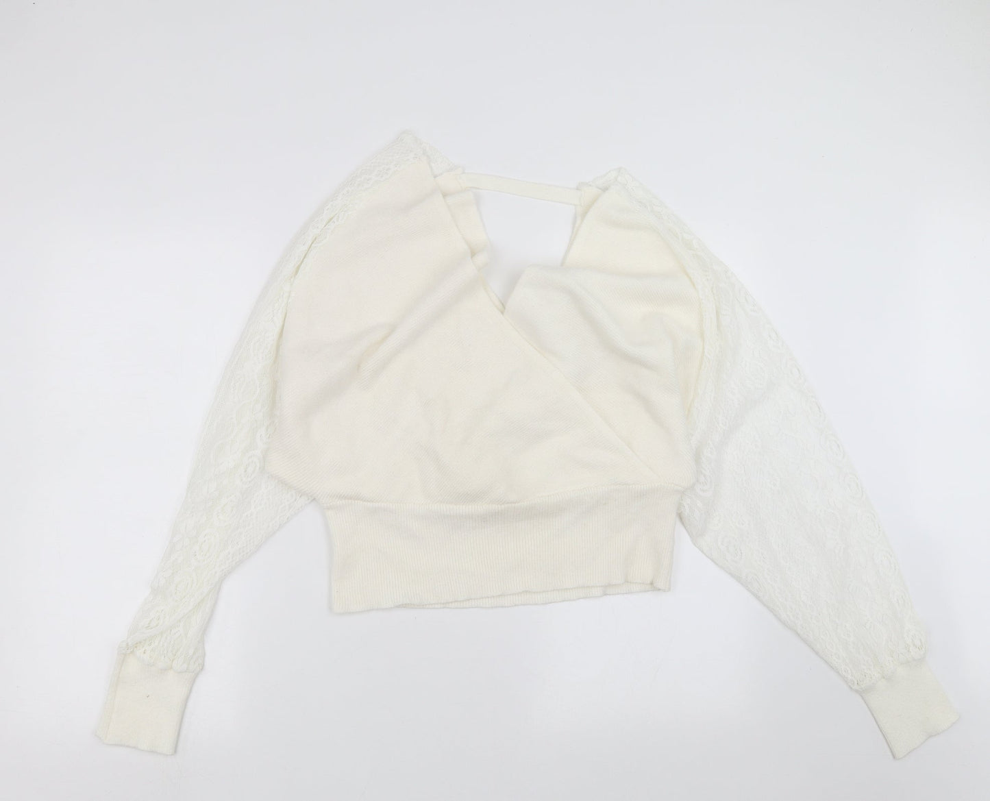 SheIn Womens Ivory  Knit Pullover Jumper Size 2XL  - Lace sleeves