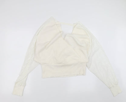 SheIn Womens Ivory  Knit Pullover Jumper Size 2XL  - Lace sleeves