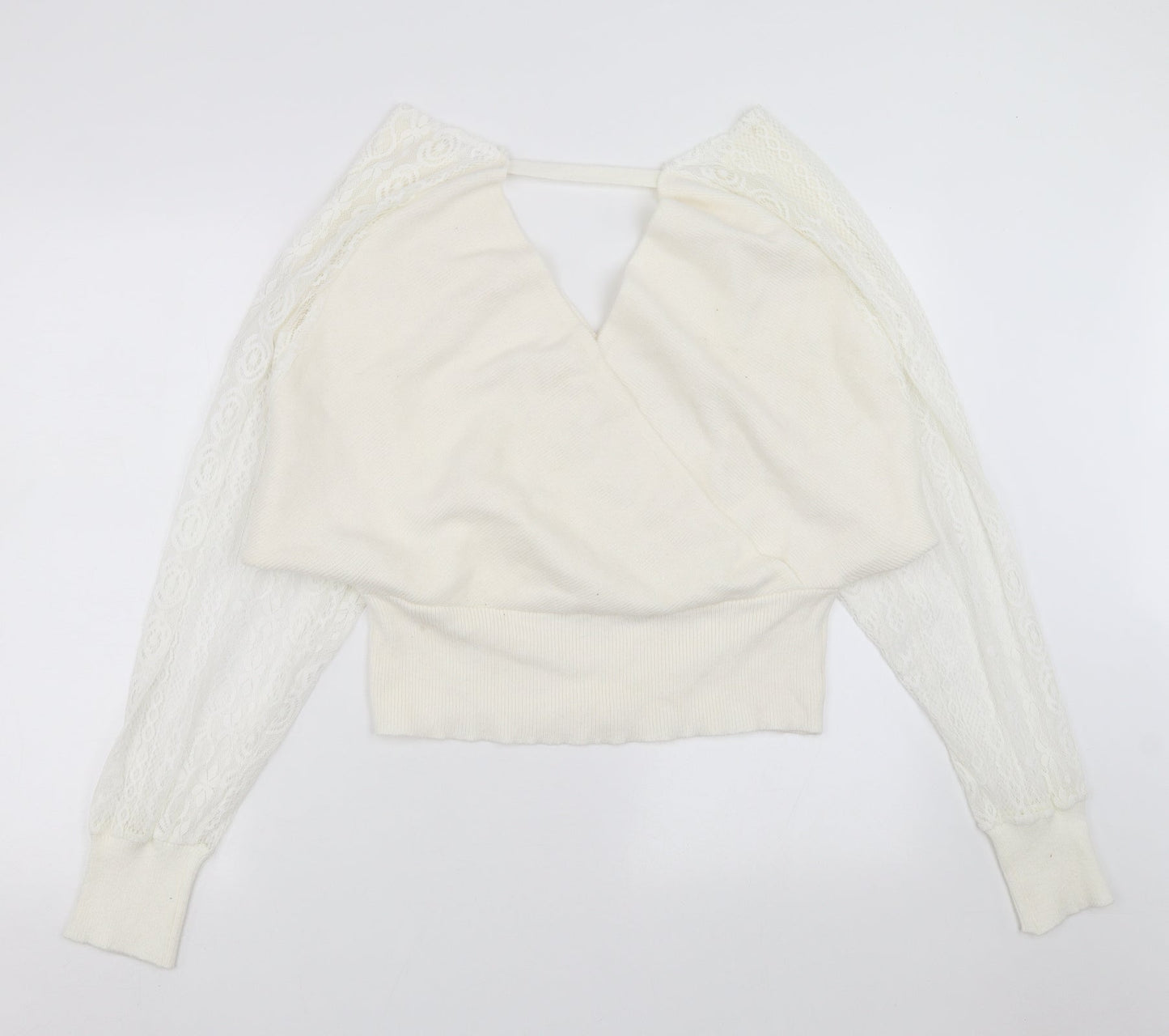SheIn Womens Ivory  Knit Pullover Jumper Size 2XL  - Lace sleeves