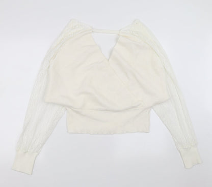 SheIn Womens Ivory  Knit Pullover Jumper Size 2XL  - Lace sleeves
