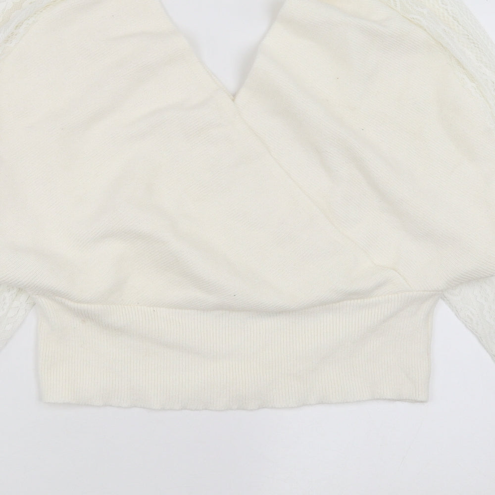SheIn Womens Ivory  Knit Pullover Jumper Size 2XL  - Lace sleeves