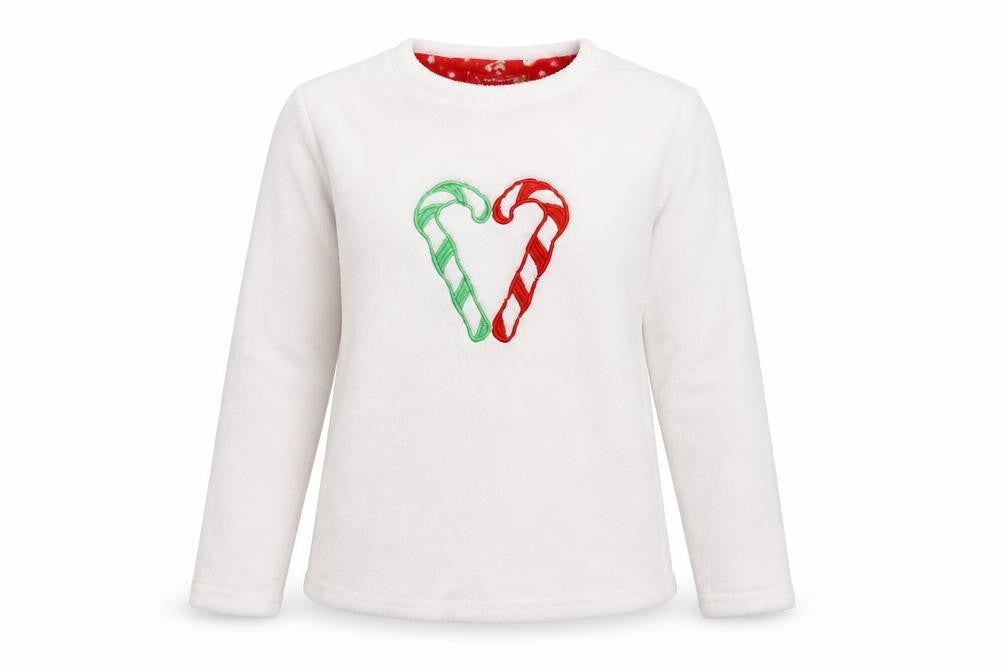 Warm & Cosy Womens White Solid  Top Pyjama Top Size S  - candy canes