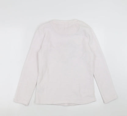 Warm & Cosy Womens White Solid  Top Pyjama Top Size S  - candy canes
