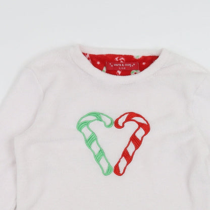 Warm & Cosy Womens White Solid  Top Pyjama Top Size S  - candy canes