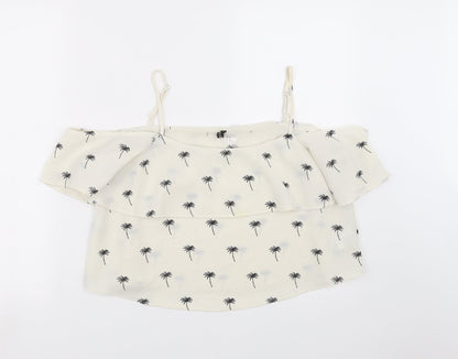 Divided by H&M Womens Ivory   Camisole Blouse Size 16  - palm trees, cropped