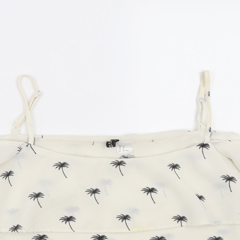Divided by H&M Womens Ivory   Camisole Blouse Size 16  - palm trees, cropped