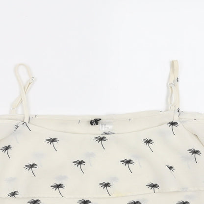 Divided by H&M Womens Ivory   Camisole Blouse Size 16  - palm trees, cropped
