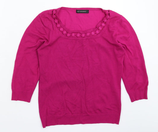 Just Elegance Womens Pink  Knit Pullover Jumper Size S