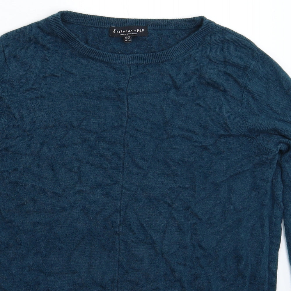 Womens UK Size 10 F&F Blue Pullover Jumper