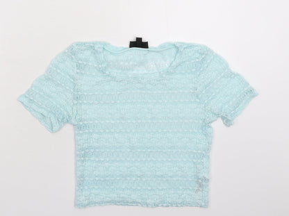 Womens UK Size 10 Topshop Blue Basic T-Shirt