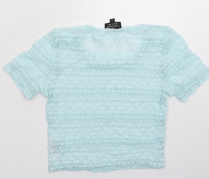 Womens UK Size 10 Topshop Blue Basic T-Shirt