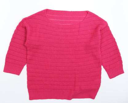 Womens UK Size L Preworn Pink Pullover Jumper