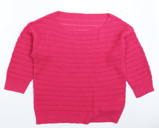 Womens UK Size L Preworn Pink Pullover Jumper