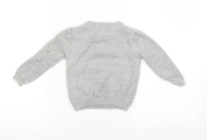 M&S kids Girls Grey  Knit Pullover Sweatshirt Size 2 Years  - chrismas