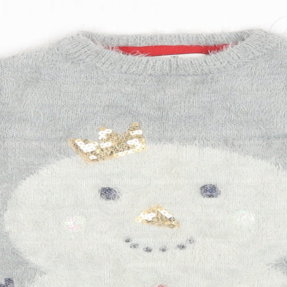 M&S kids Girls Grey  Knit Pullover Sweatshirt Size 2 Years  - chrismas