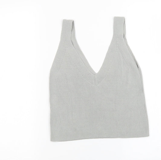 Womens UK Size 4 H&M Grey Basic Tank
