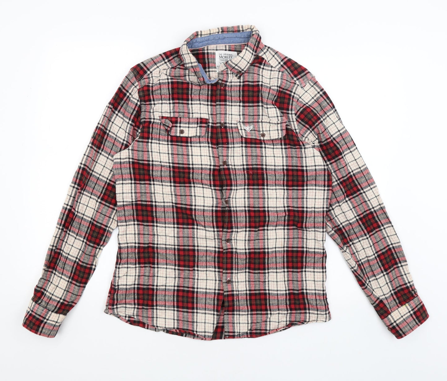 Mens UK Size M Morley Trading Co Red  Button-Up Long Sleeve Casual Shirt