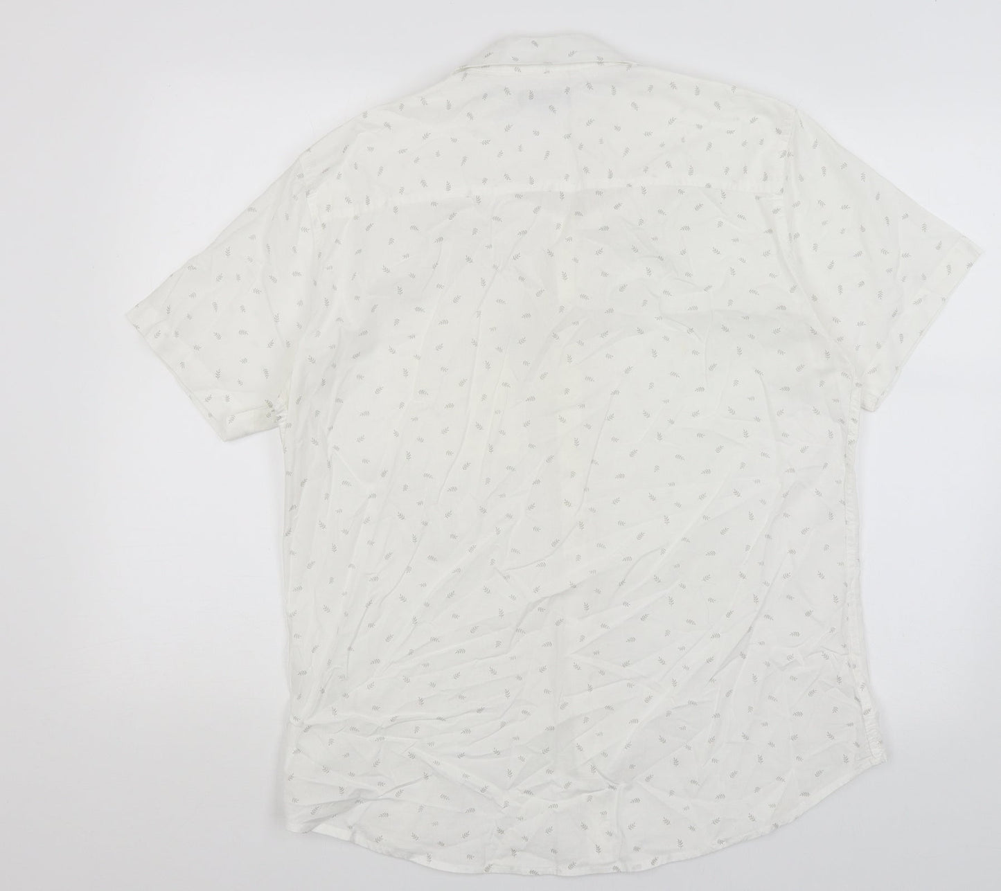 Mens UK Size L Outrage London White  Button-Up Short Sleeve Casual Shirt