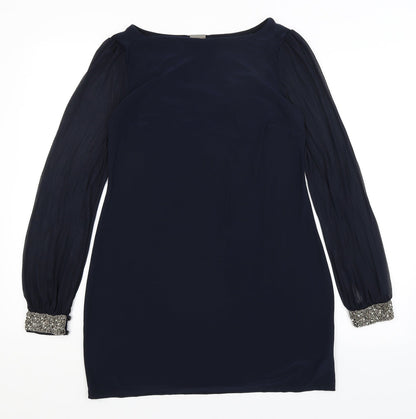 Womens UK Size M Apricot Blue Basic T-Shirt