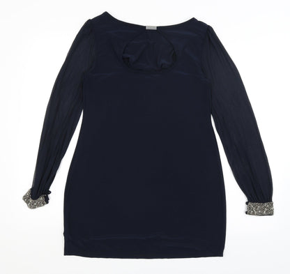 Womens UK Size M Apricot Blue Basic T-Shirt