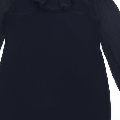Womens UK Size M Apricot Blue Basic T-Shirt