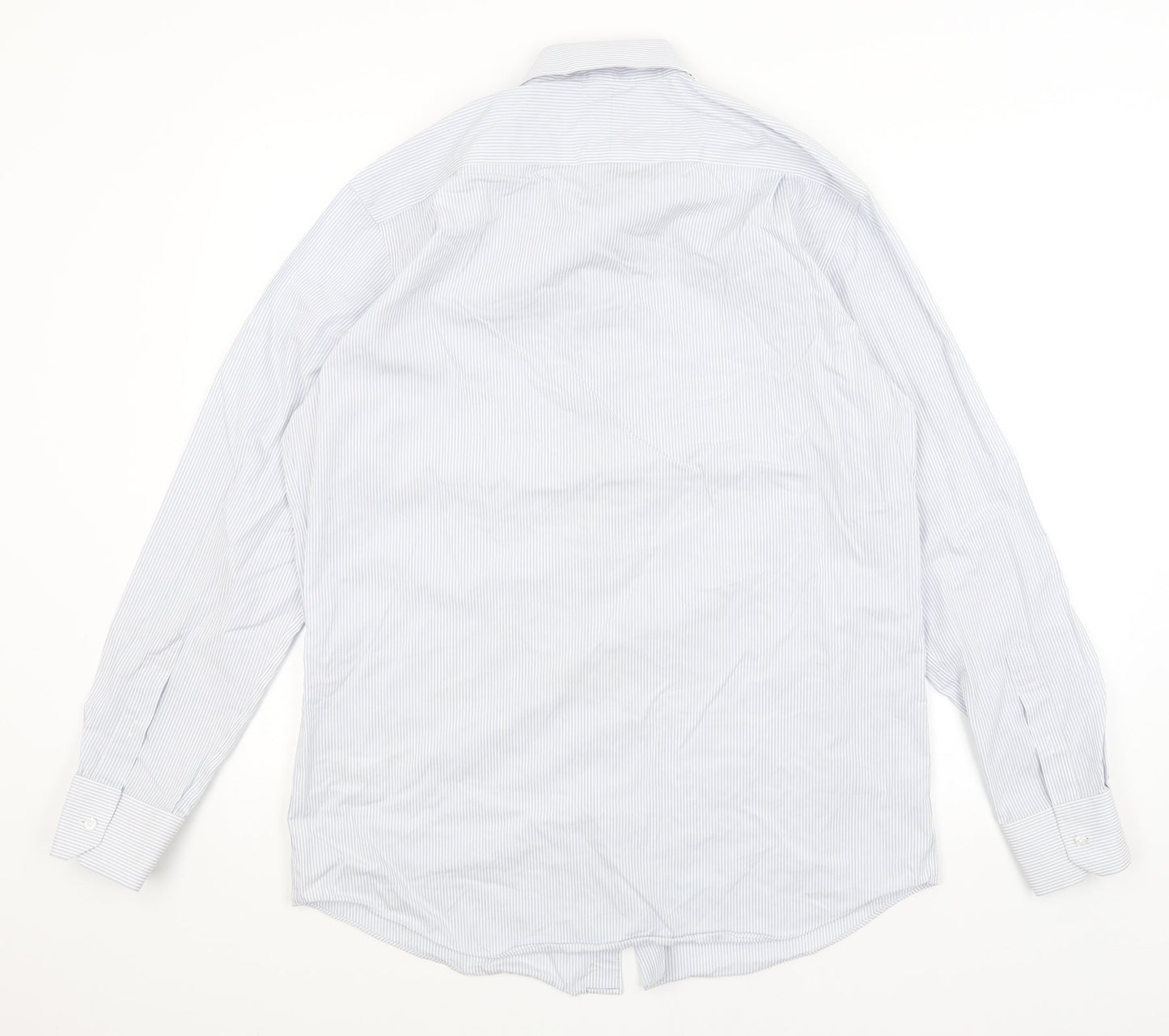 The Collection Mens Blue Striped   Button-Up Size 16