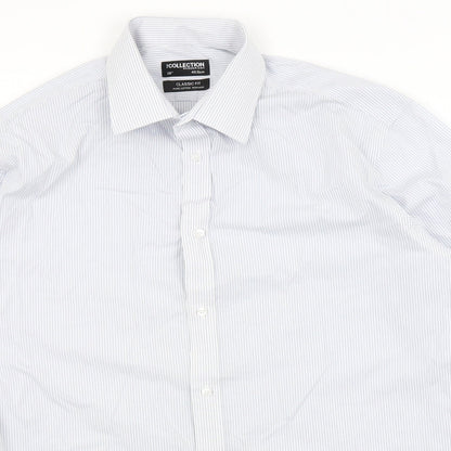 The Collection Mens Blue Striped   Button-Up Size 16