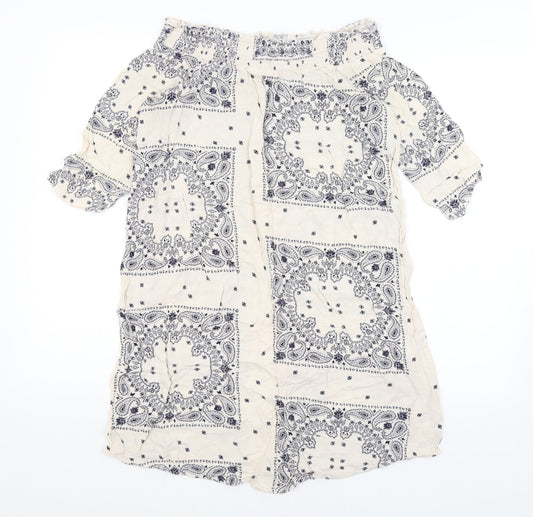 F&F Womens Ivory Paisley  Tunic T-Shirt Size 6