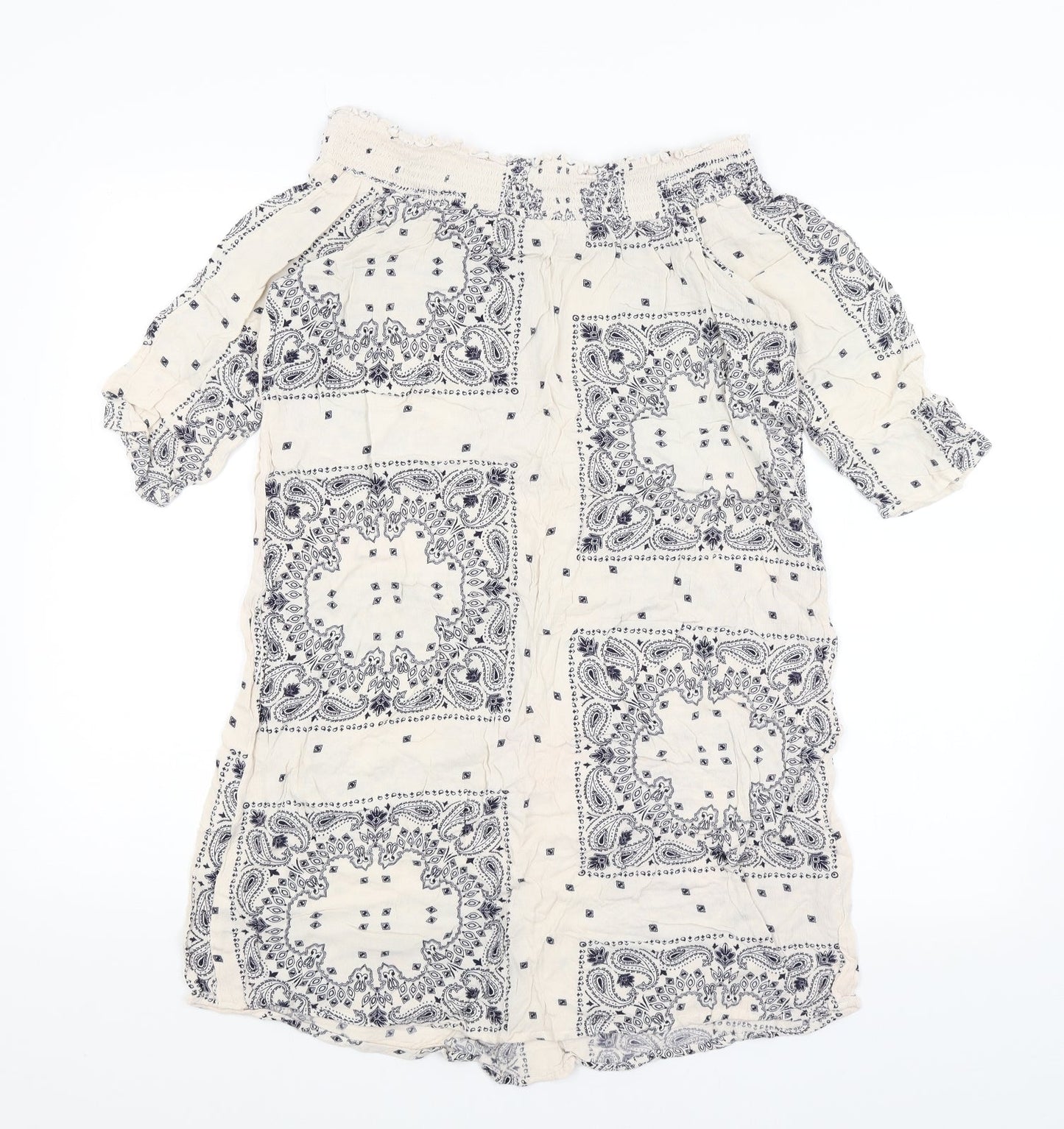 F&F Womens Ivory Paisley  Tunic T-Shirt Size 6