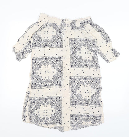 F&F Womens Ivory Paisley  Tunic T-Shirt Size 6