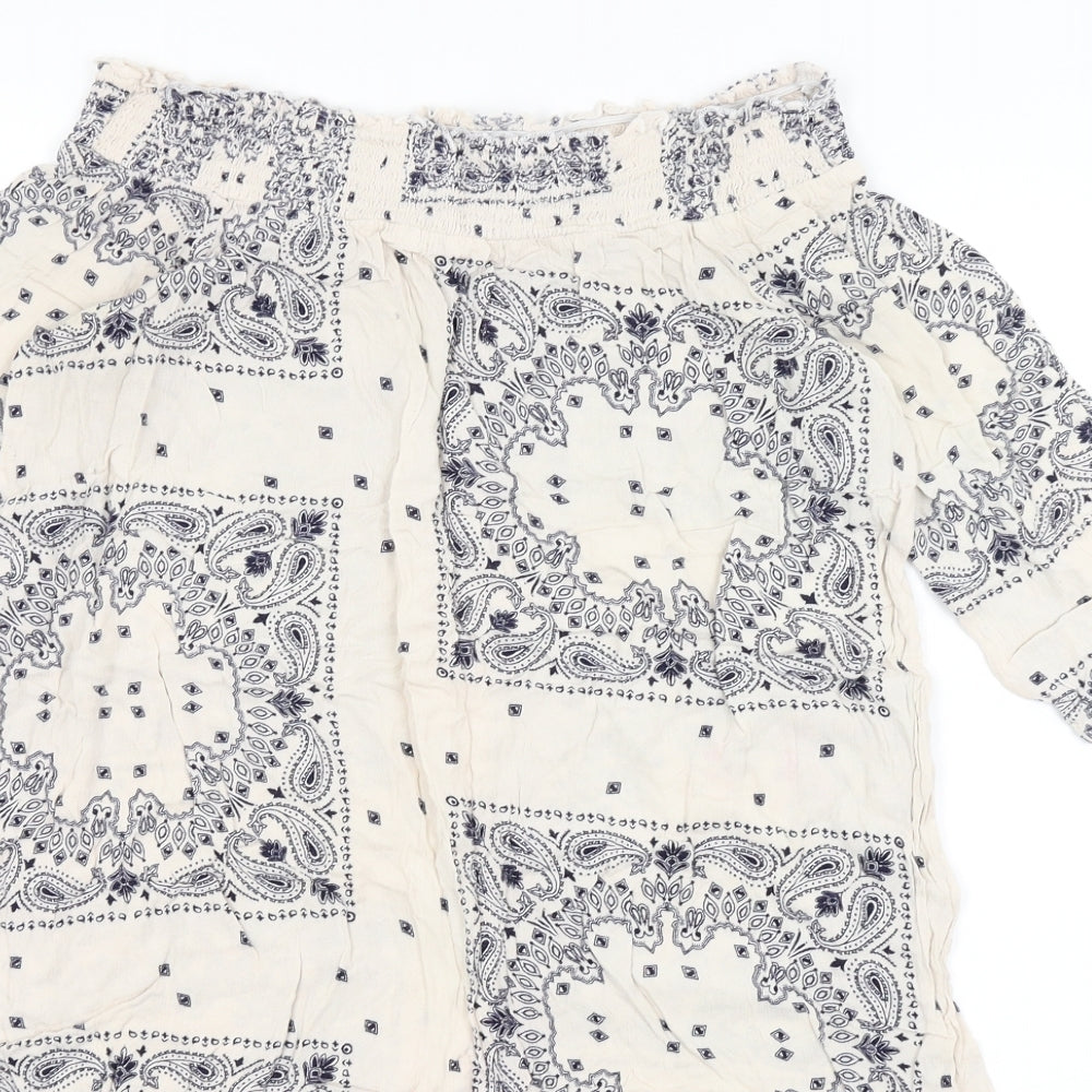 F&F Womens Ivory Paisley  Tunic T-Shirt Size 6