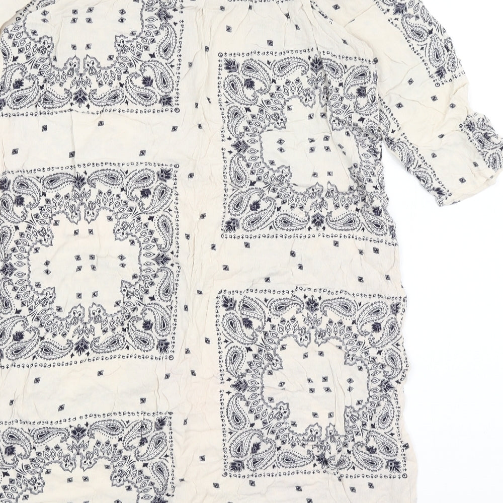 F&F Womens Ivory Paisley  Tunic T-Shirt Size 6