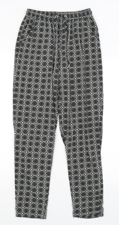 New Look Womens Black Geometric  Trousers  Size 8 L26 in