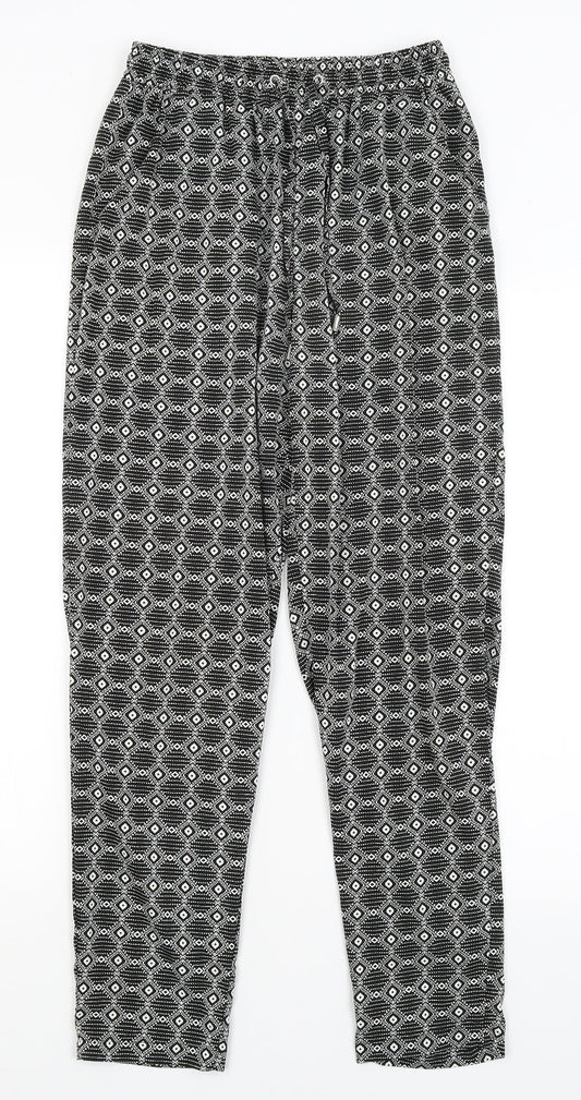 New Look Womens Black Geometric  Trousers  Size 8 L26 in