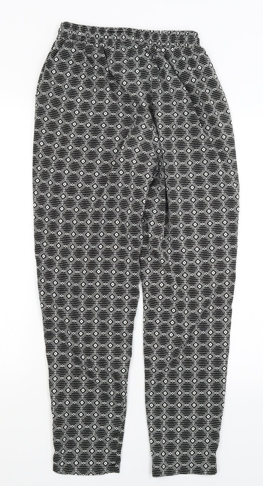 New Look Womens Black Geometric  Trousers  Size 8 L26 in