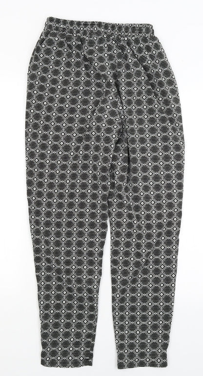 New Look Womens Black Geometric  Trousers  Size 8 L26 in