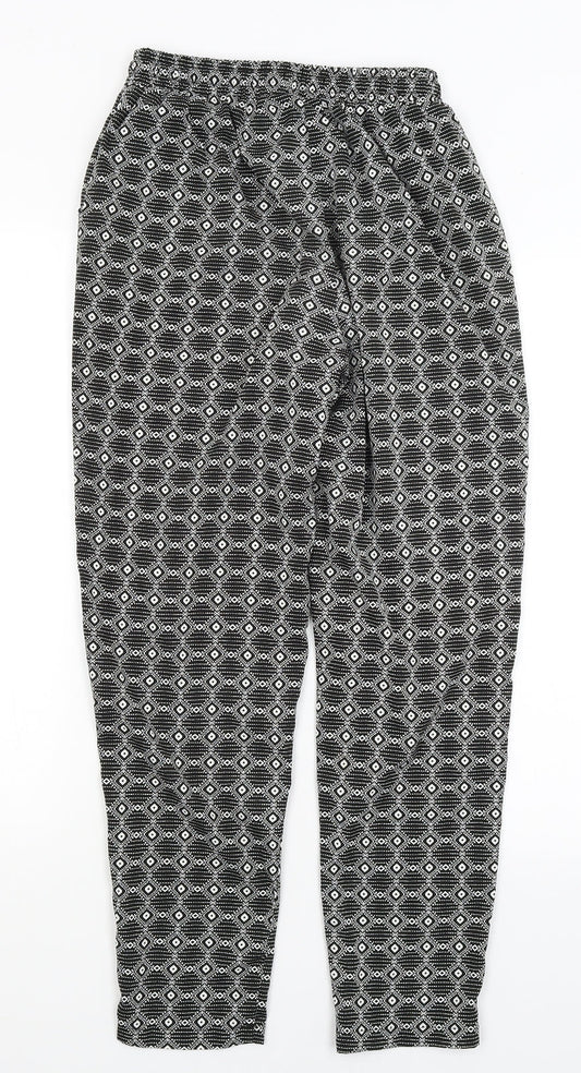 New Look Womens Black Geometric  Trousers  Size 8 L26 in