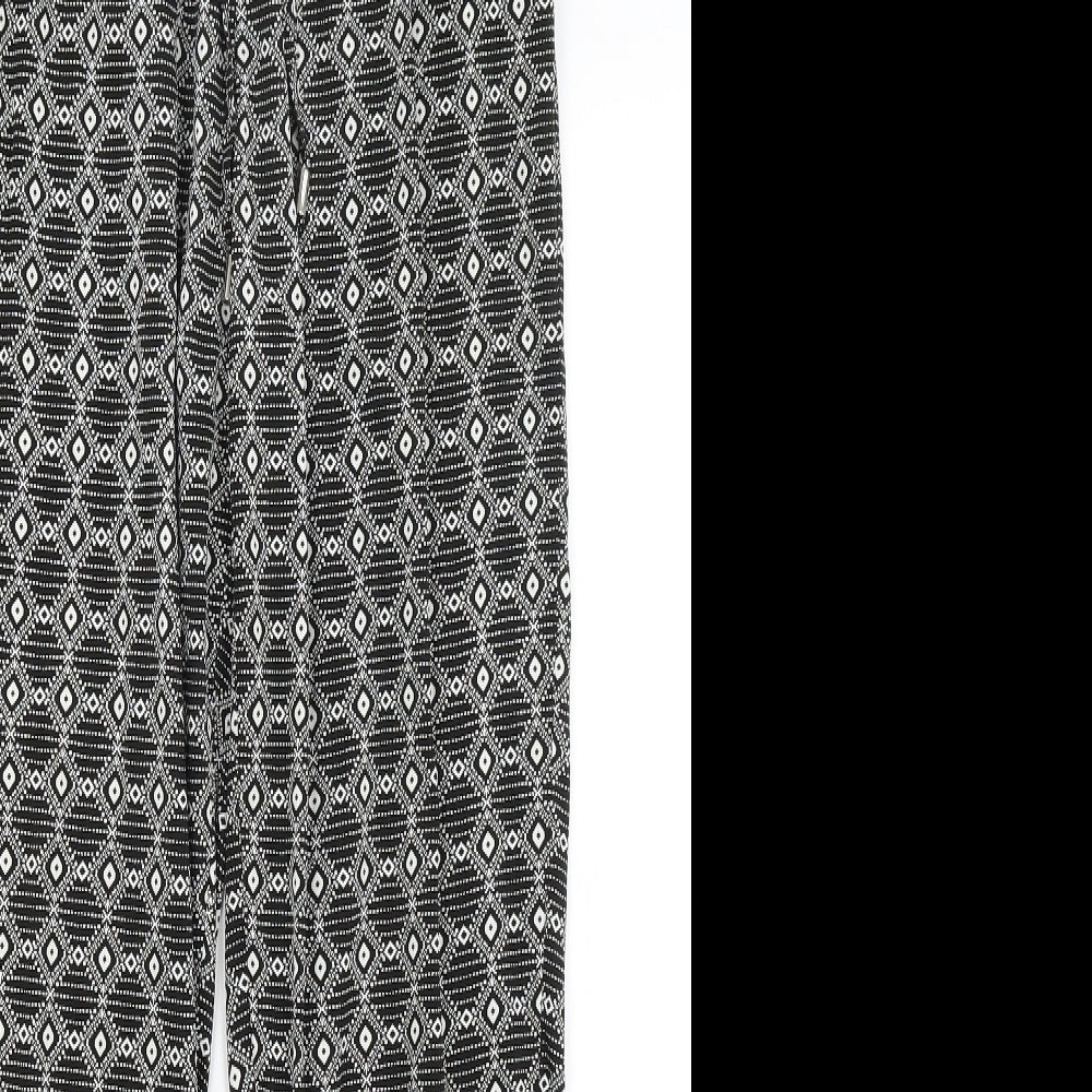 New Look Womens Black Geometric  Trousers  Size 8 L26 in