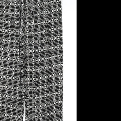 New Look Womens Black Geometric  Trousers  Size 8 L26 in