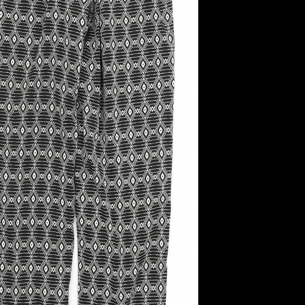New Look Womens Black Geometric  Trousers  Size 8 L26 in
