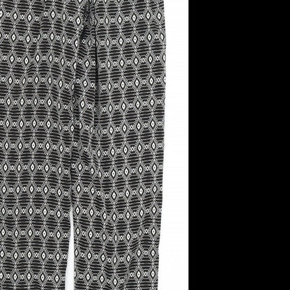 New Look Womens Black Geometric  Trousers  Size 8 L26 in